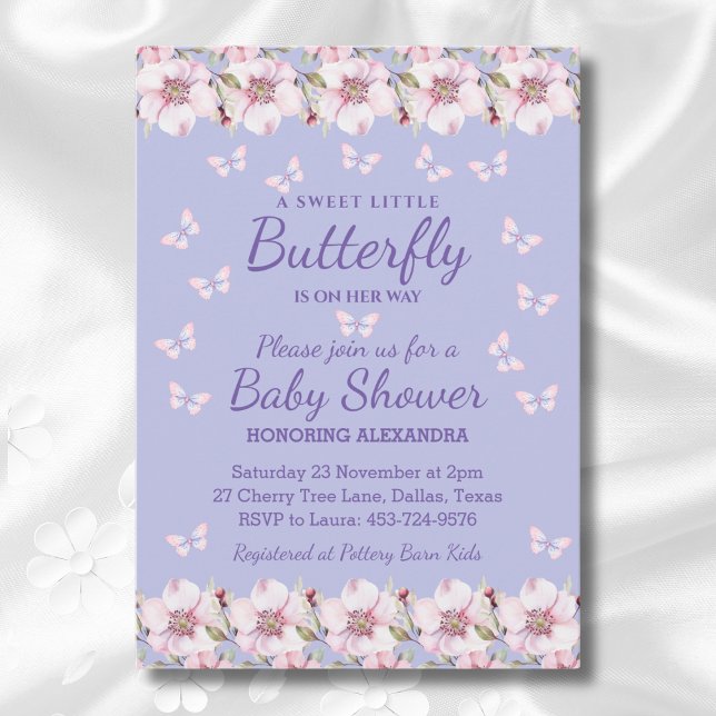 Pink Roses Girl A Little Butterfly Baby Shower Invitation (Creator Uploaded)
