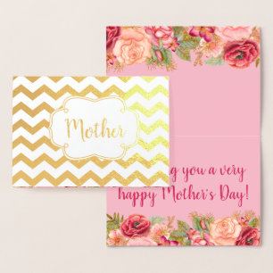 Pink Roses   Gold Foil Happy Mother's Day Card