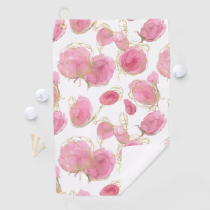 Pink roses golf towel