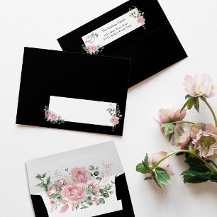 Pink Roses Graduate Cap Graduation Return Address Envelope