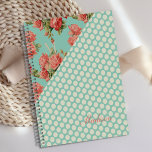 Pink Roses Green Dots Girly Trendy Monogram Planner<br><div class="desc">A Pink Roses Green Dots Girly print decorates this planner cover and it can be personalised with your initial and name. Matching back.  View our full line of products in our Zazzle store.</div>