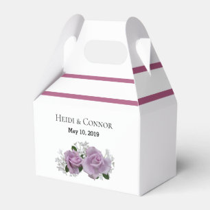 Pink Roses Green Leaves Wedding Favour Box
