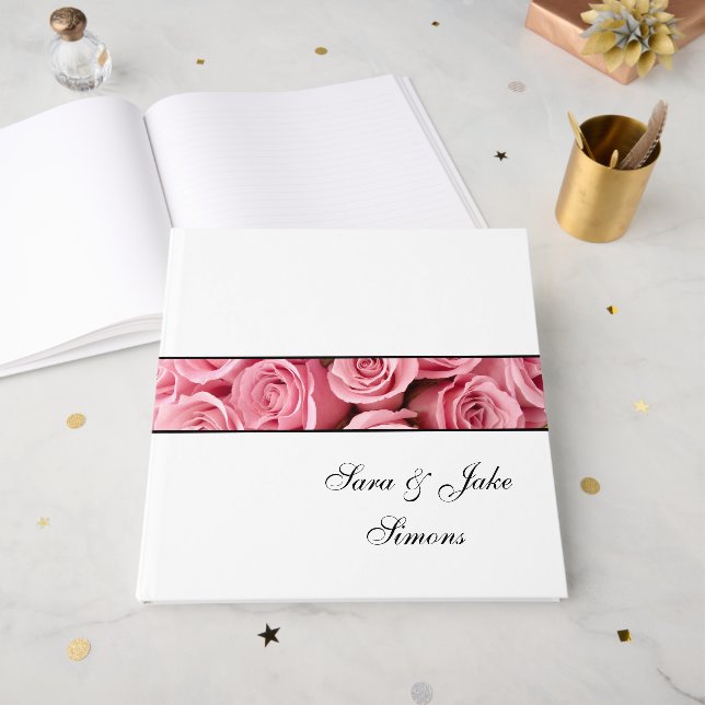 Pink Roses Guest Book (Front Open)