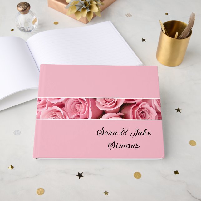 Pink Roses Guest Book (Front Open)
