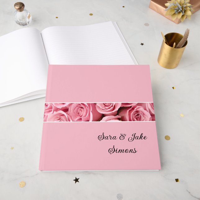 Pink Roses Guest Book (Front Open)