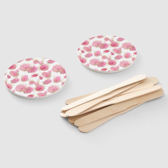 Pink roses hand fan (Non-assembled)