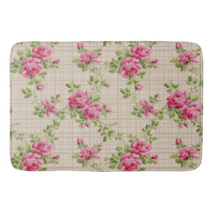 Pink Roses Hand Painted Bath Mat
