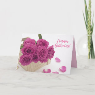 Pink Roses "Happy Birthday" Greeting Card