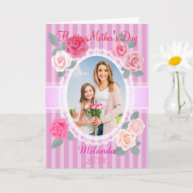 Pink Roses Happy Mother’s Day Card (Small Plant)