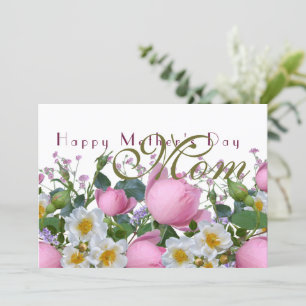 Pink Roses Happy Mothers Day Mum Card