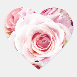 Pink Roses Heart Shape Envelope Sticker