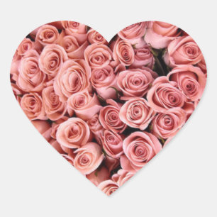 Pink Roses Heart Stickers