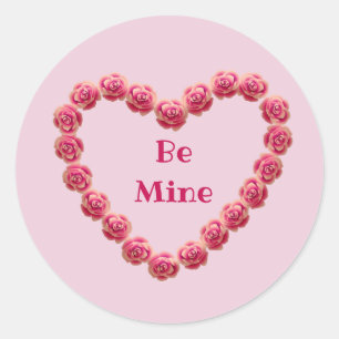 Pink Roses Heart Valentines Day Classic Round Sticker
