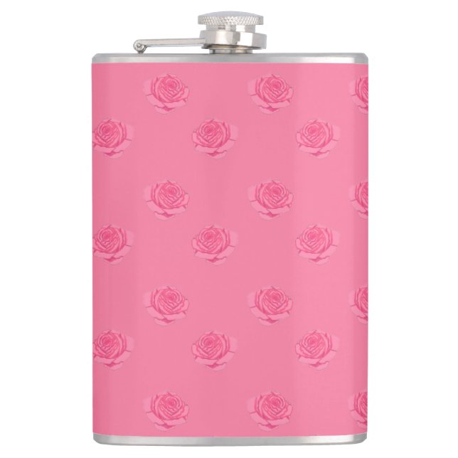 Pink roses hip flask (Front)