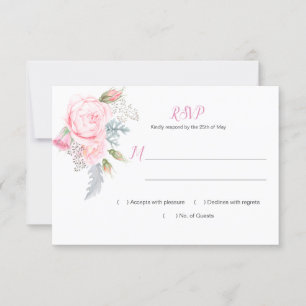 Pink Roses Hydrangeas Greenery RSVP Card