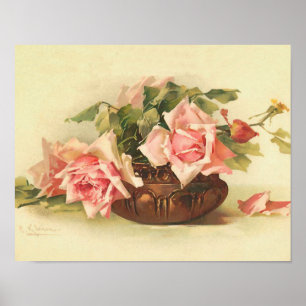 Pink Roses in a Bowl by Catherine Klein Poster