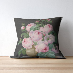 Pink Roses in a Vase – Pierre Joseph Redouté Cushion