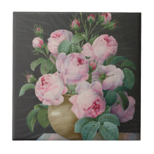 Pink Roses in a Vase – Pierre Joseph Redouté Tile