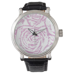 Pink roses in line art watch