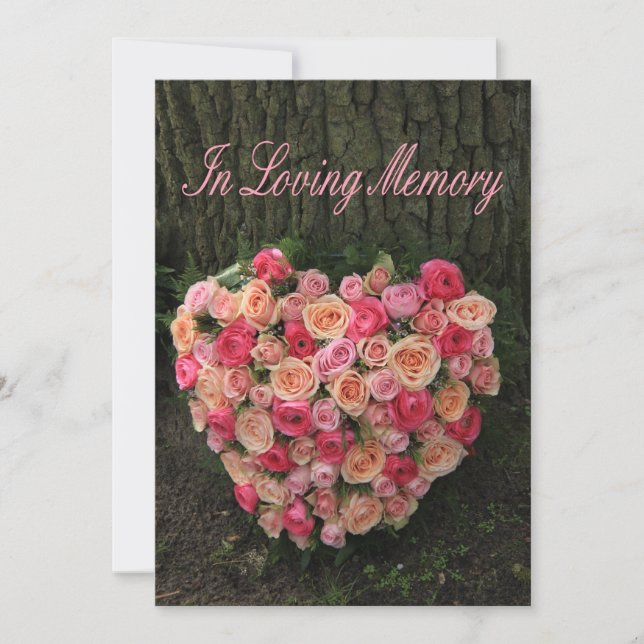 Pink Roses In Loving Memory Memorial Service (Front)