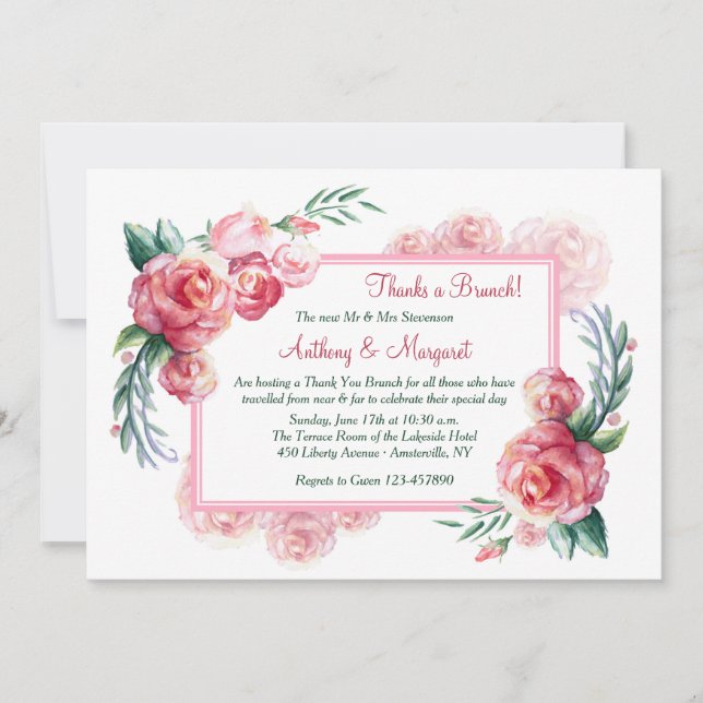 Pink Roses Invitation (Front)