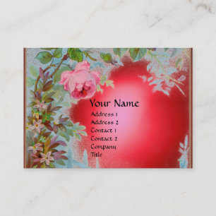 PINK ROSES & JASMINES MONOGRAM GEM STONE red Business Card