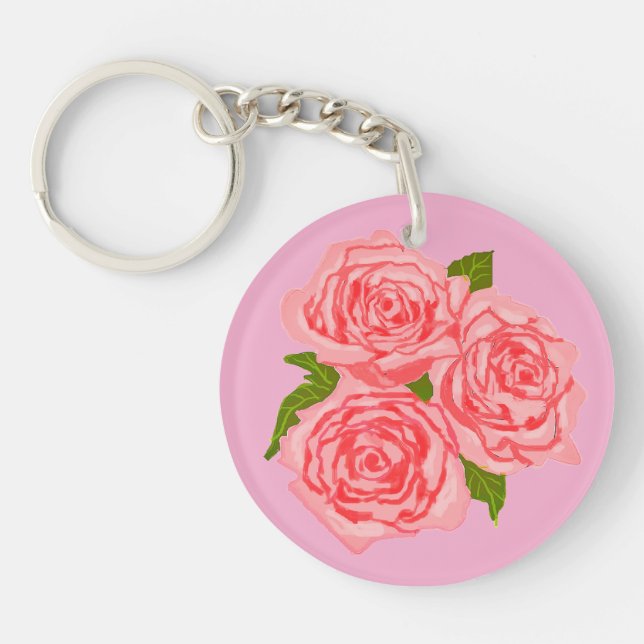 Pink roses key ring (Front)