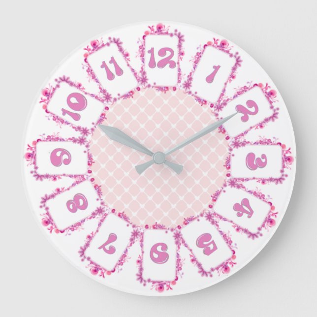 Pink roses large clock (Front)