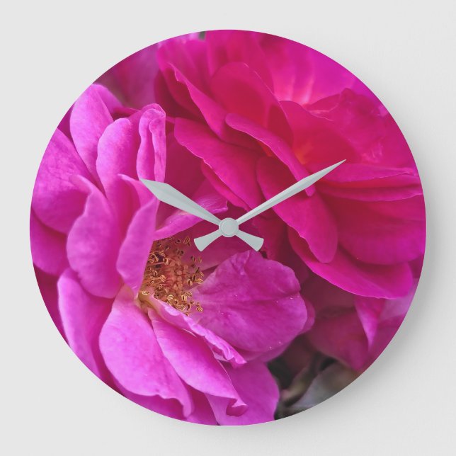 Pink Roses Large Clock (Front)