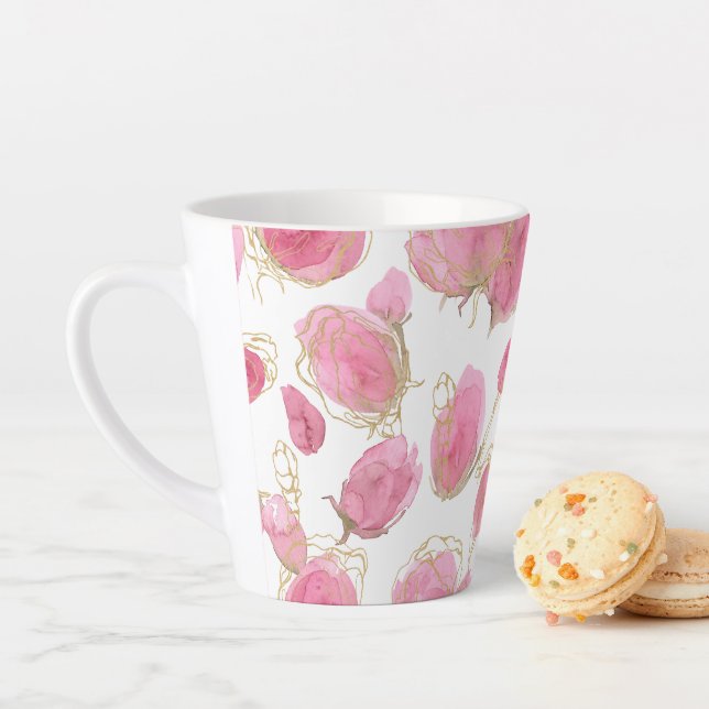 Pink roses latte mug (In Situ)