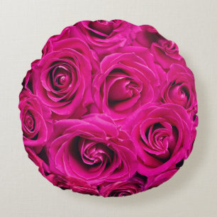 Pink Roses (Love and Romance) Round Cushion