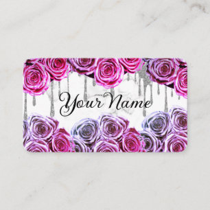 Pink Roses Marble Business Card
