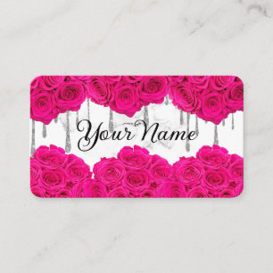 Pink Roses Marble Business Card