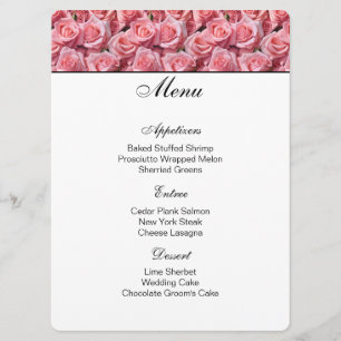 Pink Roses Menu Card