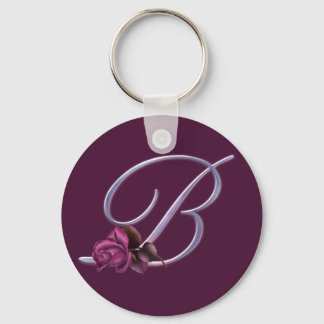 Pink Roses Monogram B Key Ring