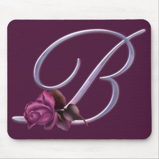 Pink Roses Monogram B Mouse Pad