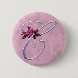 Pink Roses Monogram C 6 Cm Round Badge