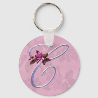 Pink Roses Monogram C Key Ring