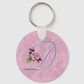 Pink Roses Monogram D Key Ring