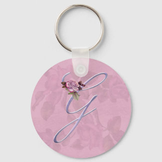 Pink Roses Monogram G Key Ring