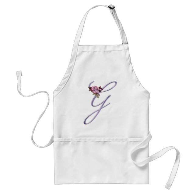 Pink Roses Monogram G Standard Apron (Front)