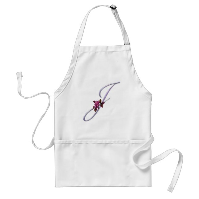 Pink Roses Monogram J Standard Apron (Front)