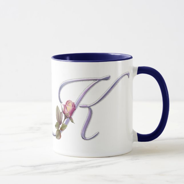 Pink Roses Monogram K Mug (Right)