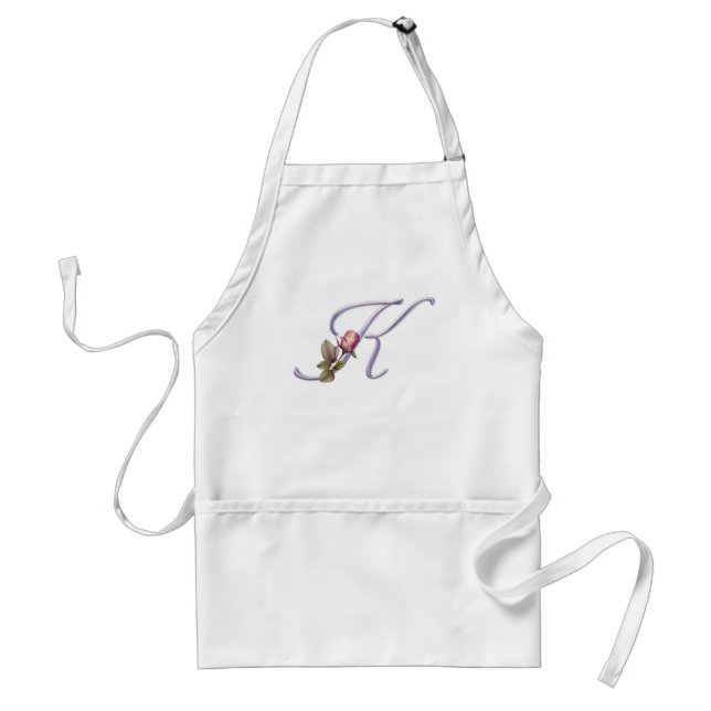 Pink Roses Monogram K Standard Apron (Front)