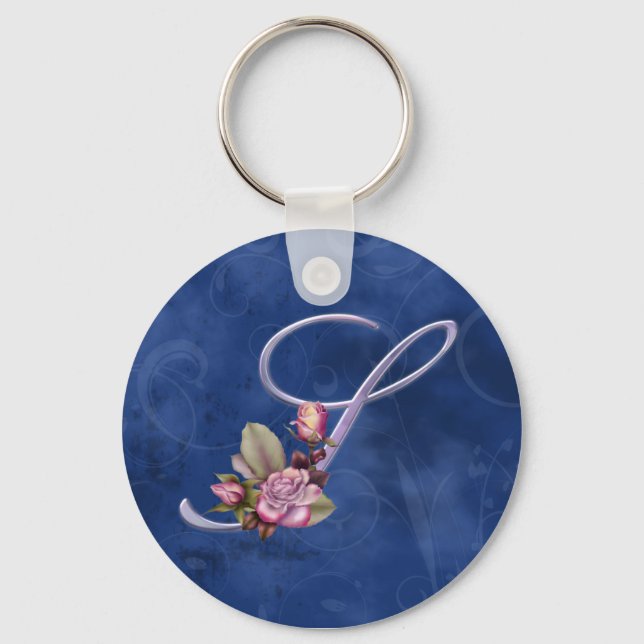 Pink Roses Monogram S Key Ring (Front)