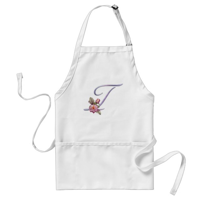 Pink Roses Monogram T Standard Apron (Front)