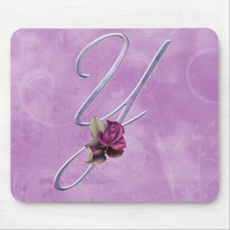 Pink Roses Monogram Y Mouse Pad