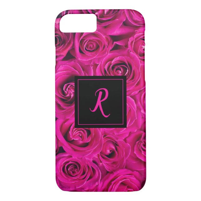 Pink Rose's Monogrammed Case-Mate iPhone Case (Back)