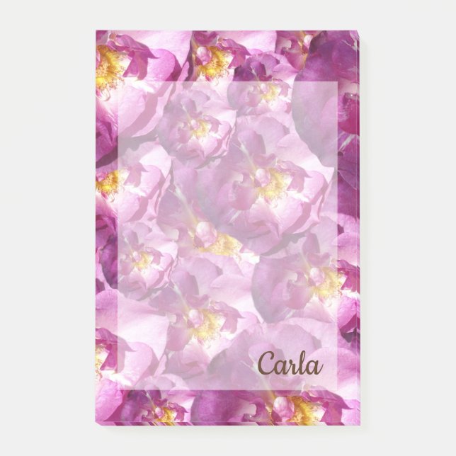 Pink Roses  Name custom Post-It Notes (Front)