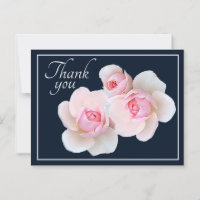 Pink Roses Navy Background Thank you